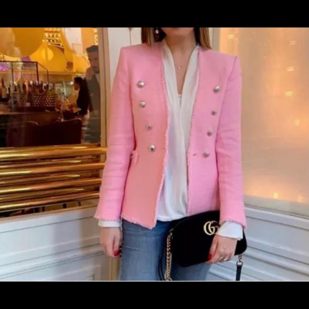 Zara pink tweed blazer never worn M